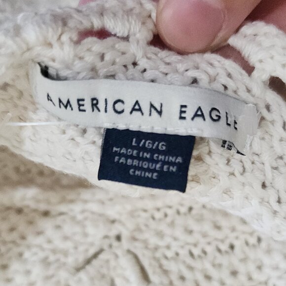 American Eagle Ivory Crochet Knit Crop Top Boho Festival Tank Women’s Size Large - Picture 11 of 11